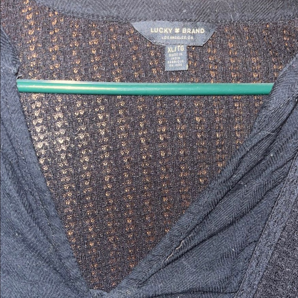 Lucky brand long sleeve women xl knit black shirt